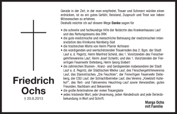 Traueranzeige von Friedrich Ochs von Pegnitz-Zeitung